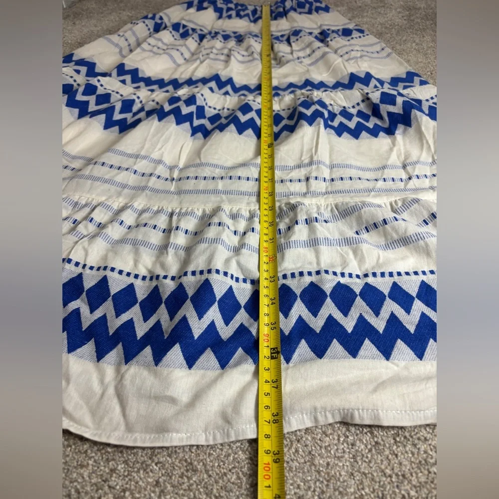 Anthropologie Kasia Size XS Womens Cream & Blue Eros Tiered Maxi Skirt - Picture 9 of 13